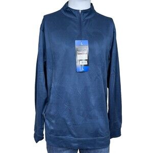 Kirkland Signature Mens Large Blue Camo Performance 1/4 Zip Top Shirt Pull Over